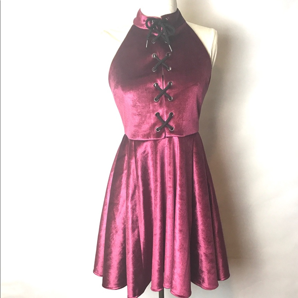 ROMEO & JULIET COUTURE velvet - Lace-Up Dress